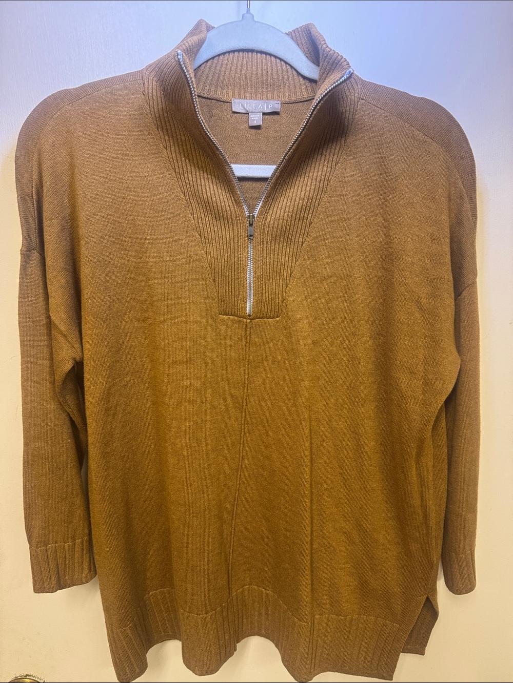Lilla P Zip-Neck Sweater in Camel